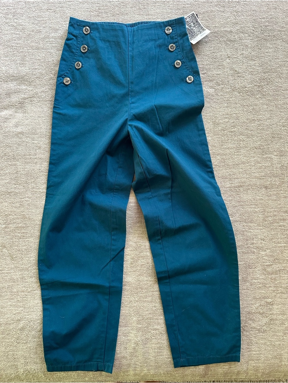 Sailor Button Deep Blue Pull On Poplin Pants
